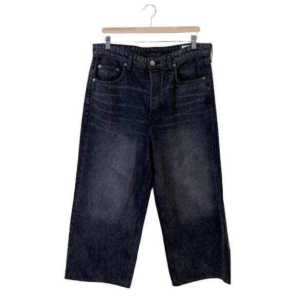 NWT Rag & Bone Maya High Rise Shorty Wide Leg Jeans in Black Opal Size 34 - Picture 3 of 16